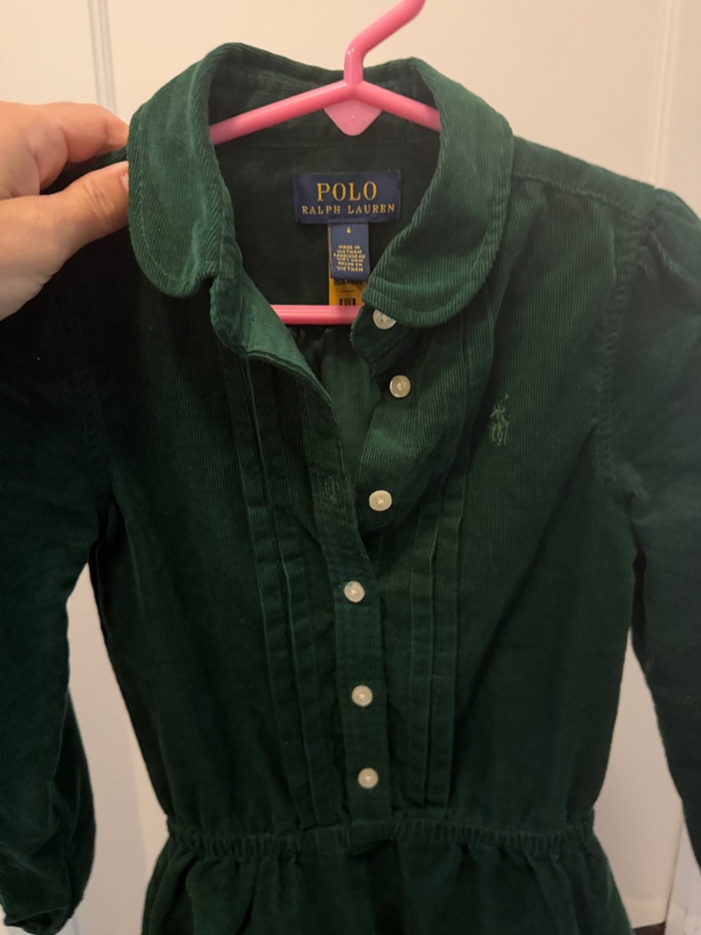 Polo by Ralph Lauren Dark Green Corduroy Button-Up Dress - Picture 4 of 4